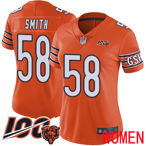 Chicago Bears Limited Orange Women Roquan Smith Alternate Jersey NFL Football #58 100th Season